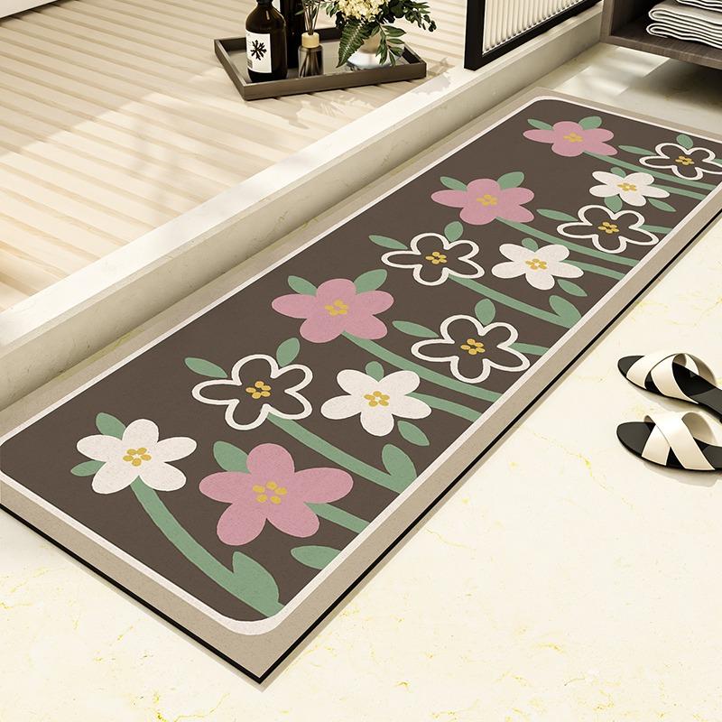 Bathroom Carpet Non-slip Water Absorption Dirt Resistant Floor Mat Cute Panda Black Rug Long Strip Home Decoration Foot Mats