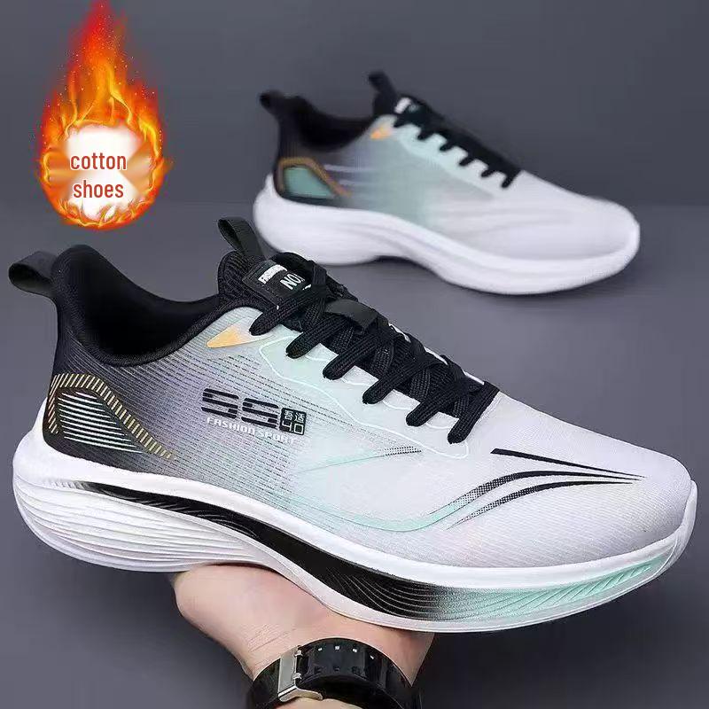 Men's Plus Size Leather Sports Shoes with Velvet, Soft Sole, Lightweight, Comfortable & Wear-Resistant for All Seasons Running