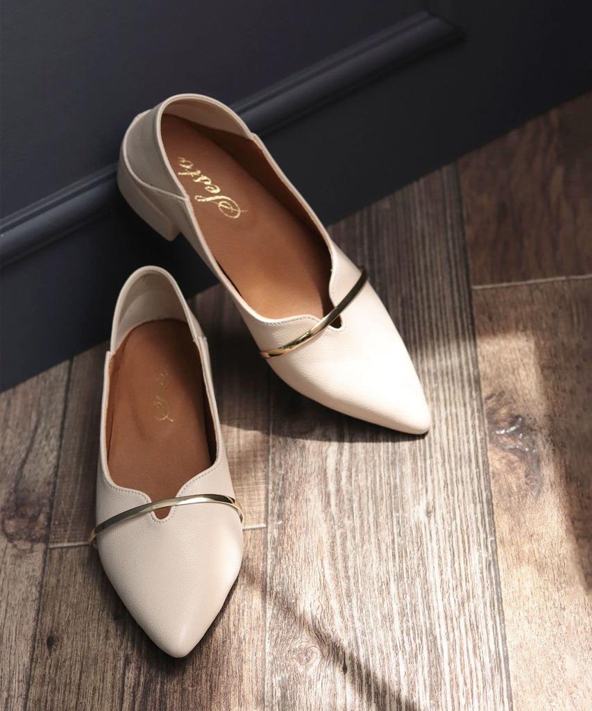 Sesto Women's Metallic Strap Babouche Pumps, Size 24.0cm, Ivory, dap8800-IV-240