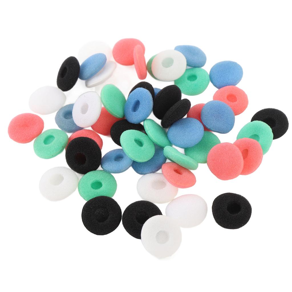 50pcs Earbud Sponge Cover Black White Red Blue Green 15mm Noise Isolation Sponge Earbud Tip for MP3 MP4 Tablet Earphone