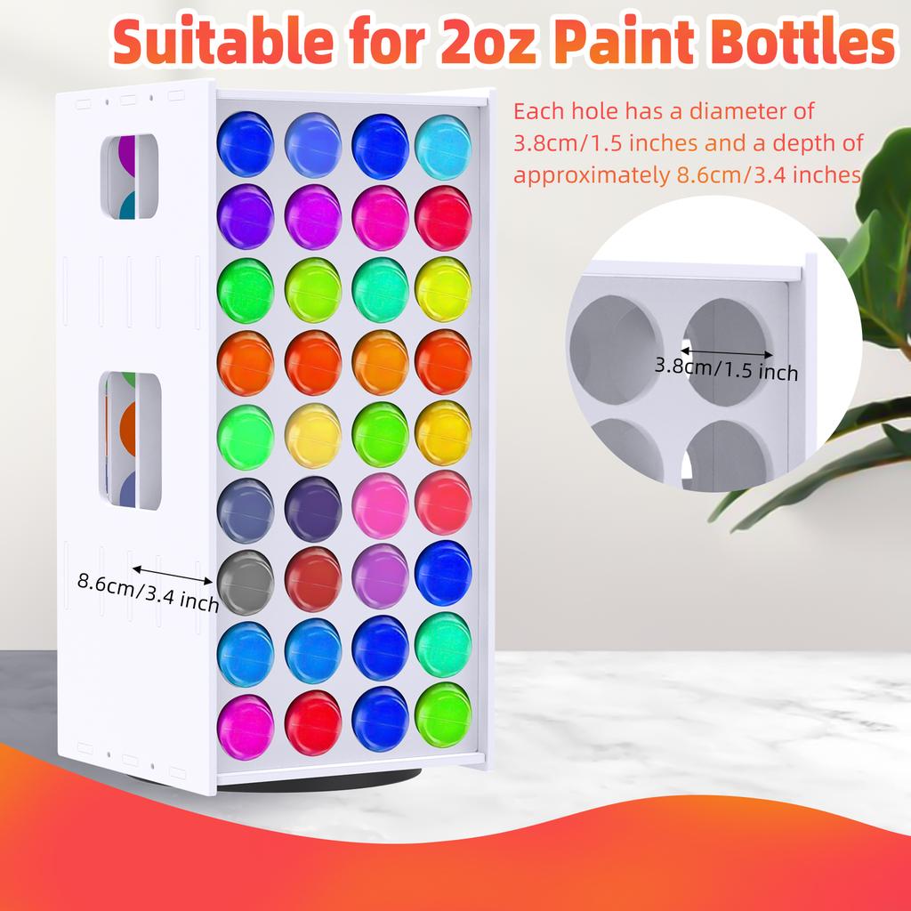Craft Paint Storage Rack 72 Holes Paint Storage Tower Vertical 360° Spinning Craft Paint Storage Organizer Portable Paint