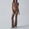 Diyun Women's Casual Solid Color Slim Short-Sleeved Long Pants Suit for Spring/Summer 2025