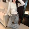 European Grey Slim Fit Round Neck Long Sleeve Women's T-shirt for Autumn/Winter 2025