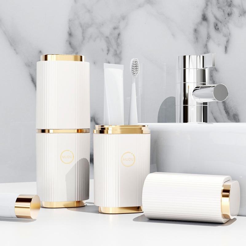 Portable Travel Toothbrush Holder Leakproof Design Elegant Striped Perfect For Camping Business Trips