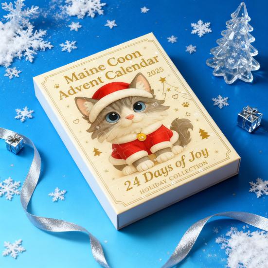 Cat Lovers Advent Calendar 24-Day Christmas Countdown Decoration 2D Flat Acrylic Cat Pendant Multifunctional Holiday Ornament