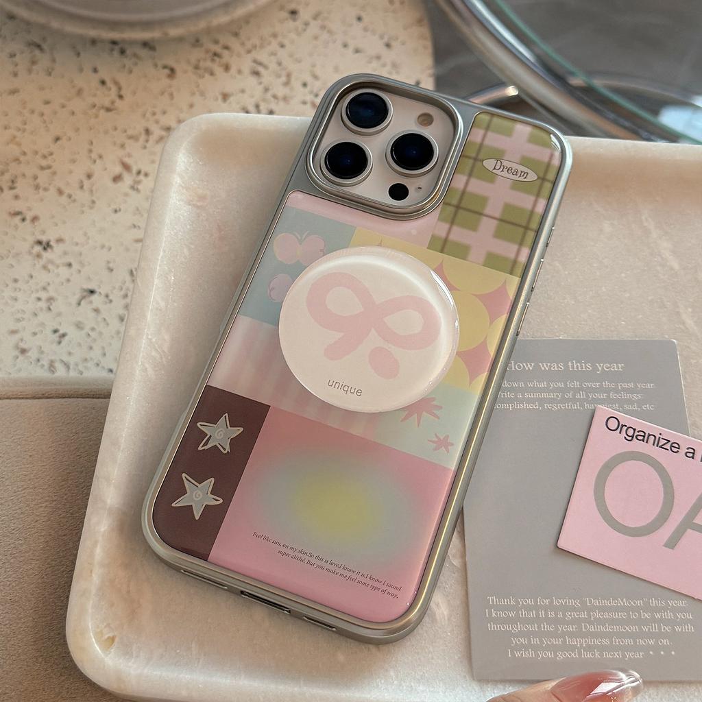 Splicing Suitable for 16 Apple 15pro Max Mobile Phone Case Iphone 14 Drop Glue 13 Bow Bracket