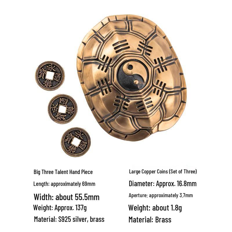 Brass Retro Distressed Tortoiseshell Sancai Handheld Zhouyi Bagua Stress Relief Play Piece