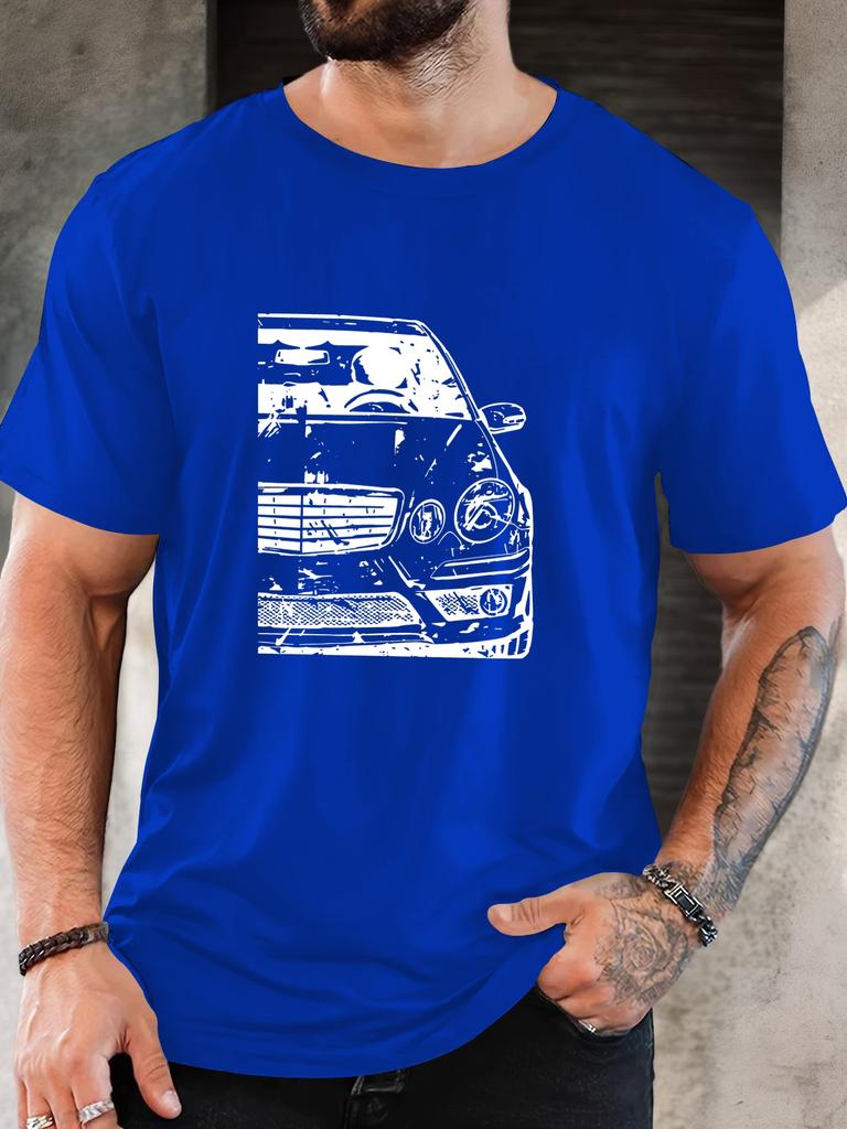 Unisex Crew Neck Retro Classic Car Sketch Print Short Sleeve Cotton Tee Casual Summer Streetwear Loose Basic Daily Outdoor Wear Top