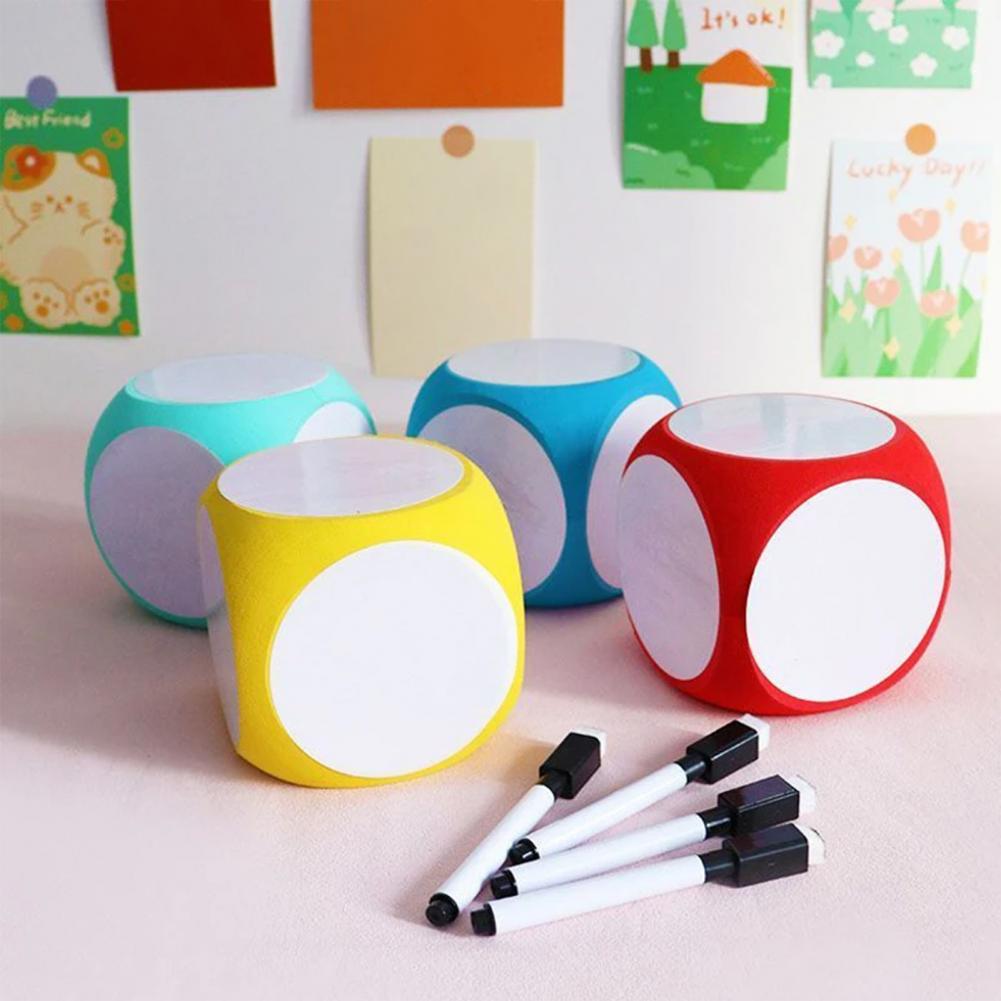 Diy Blank Dice Erasable Foam Dice Game Cube Portable Dry Erase Block Dice Writable Playing Dices Prop Kids Educational Toy