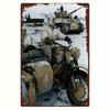 Vintage Motorcycle  Tank Iron Sign  Rustic Snowy Battlefield Scene Wall Art   Perfect for Home Cafe Bar Decor Cafe Decor