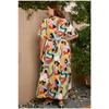 Summer Women Dress Short Sleeve High Waist V-Neck Midi Dress Plus Size Sexy Temperament Print Dress