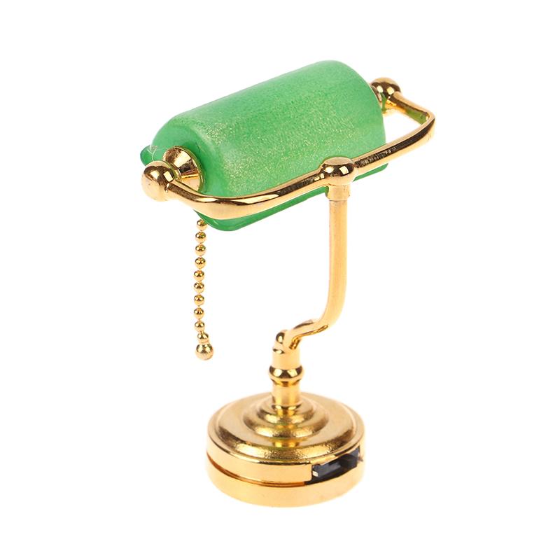 1:12 Puppenhaus Miniatur Schreibtischlampe Led Lampe Grün Postbote Licht Möbel Dekor