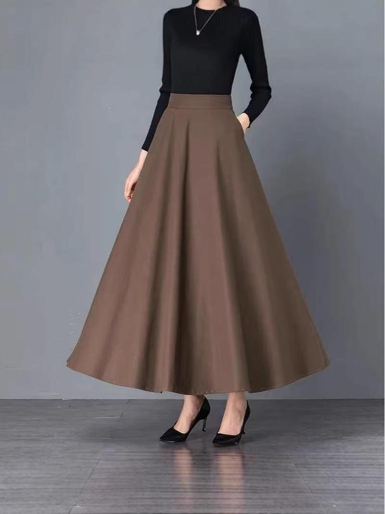 Plus Size A-Line Flowing Skirt – New Spring/Autumn Style for a Professional, Slimming Look