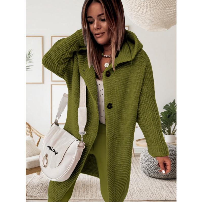 New Hooded Knitted Sweater, Hat Collar Loose Cardigan Women's Sweater Plus Size Women's Clothing