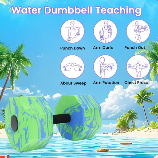 Water Sports Dumbbells Lightweight High-Density EVA Foam Barbells Easy to Grasp Men Women Fitness Dumbbells