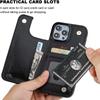 Double Buckle Leather Case for iPhone 14 Pro Max 14 Plus with Card Slots and Stand Function Drop Protection Cover