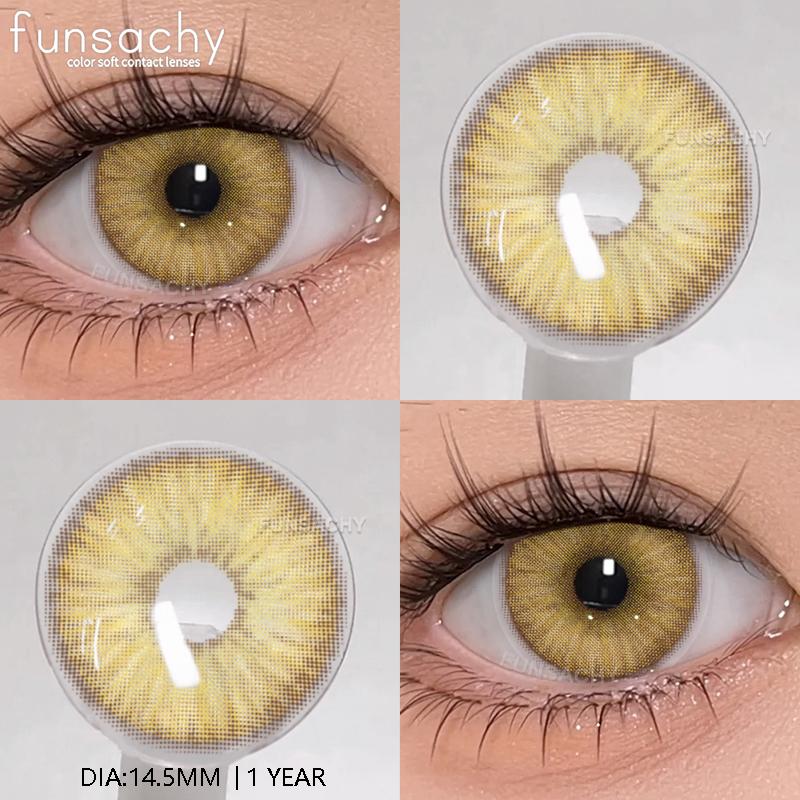 FUNSACHY 2pcs Blue Contact Lenses for Eye Natural Beauty Colorful Lense Beauty Cosmetics Pupils Yearly Use