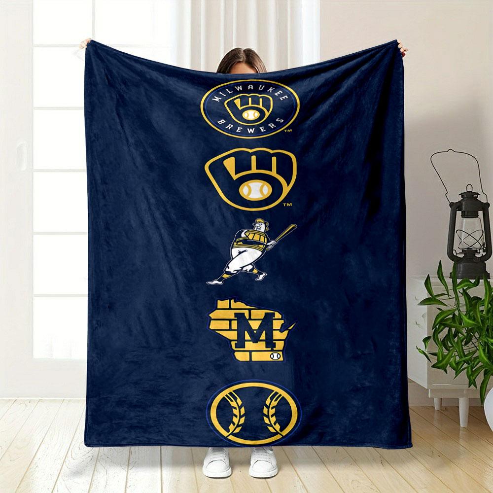 Milwaukee Brewers Logo Design Blanket Patterned blanket, flannel, suitable for all seasons, home decor, warm and cozy