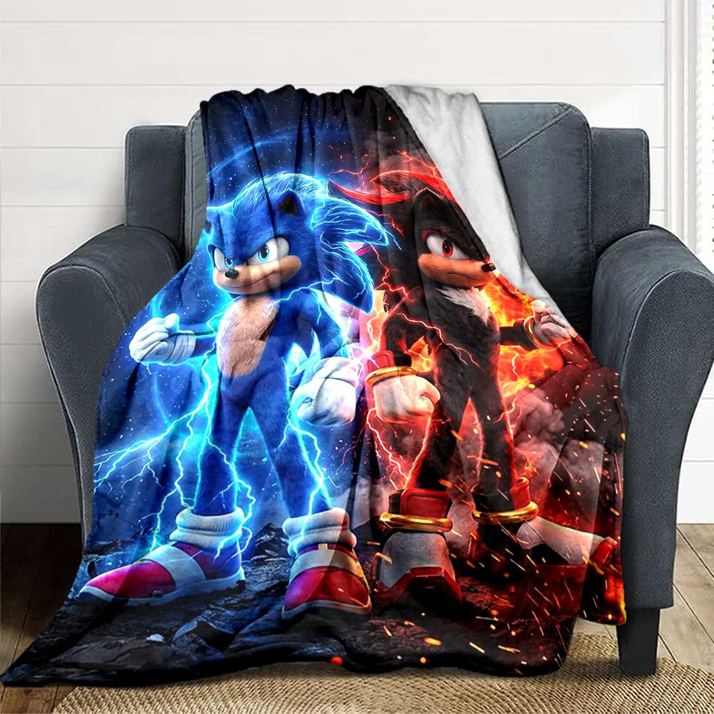 1Pc Sonic Adventure Team Sonic Blanket For Couch Bed Plush Cozy Fuzzy Blanket Super Soft Warm Blankets For Fall And Winter 0918237