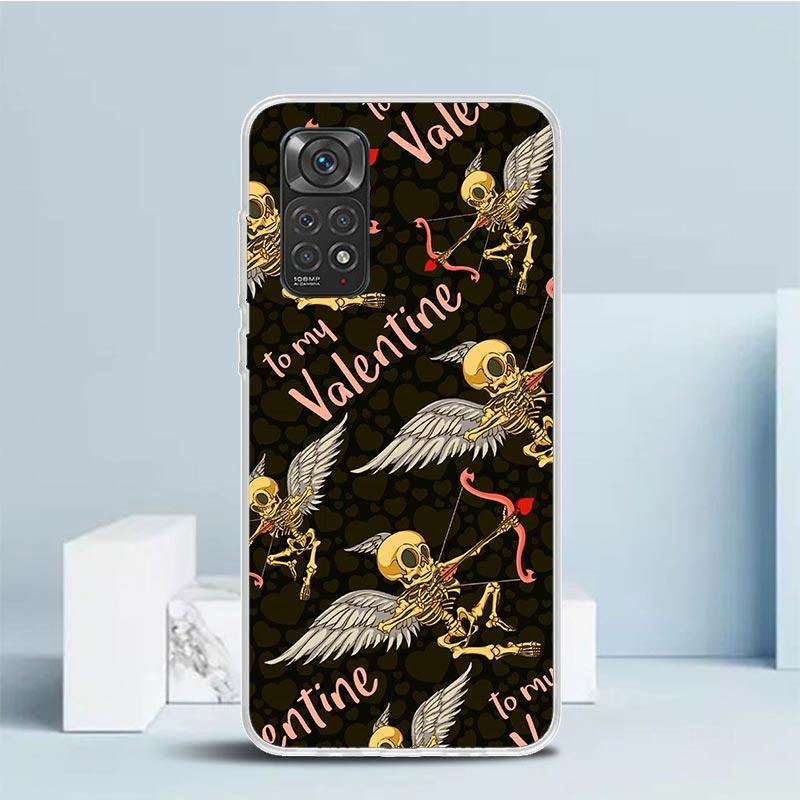 Human Skeleton Red Rose Phone Case For Xiaomi Redmi Note 15 14 14S 13 12S 12 Pro Plus 11S 11 11T 11E 10S 10 + Soft TPU Back Cove
