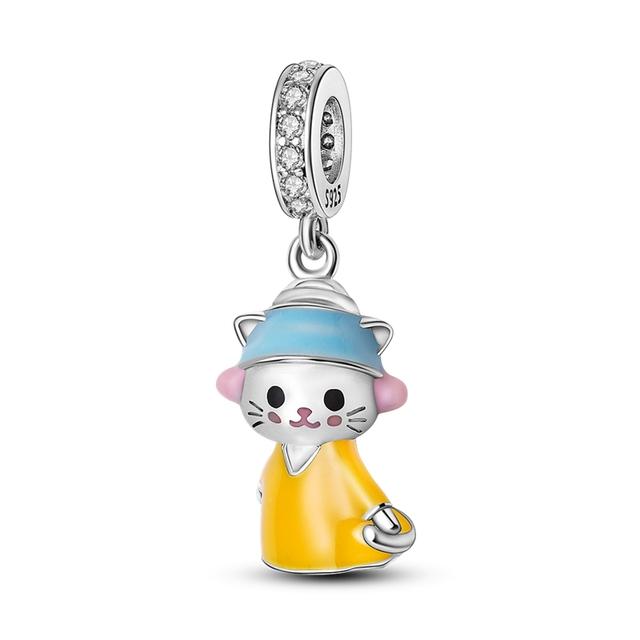 925 Sterling Silver Cz Dangle Baby Footprints wisiorek z motywem zwierzęcym koraliki Fit bransoletka naszyjnik prezent