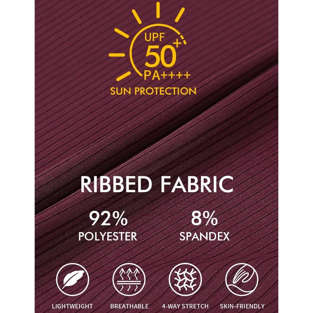 CHARMLEAKS Women's Tankini Top Tie-Side Drawstrings Bathing Suit Top Ribbed Fabric Tummy Control Sporty Swimsuit Top