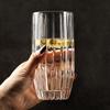 Vintage Vertical Striped Glass Cup Korean Style Transparent Iced American Coffee Cup Whiskey Glass Cocktail Glasses Beverage Mug