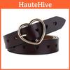 Belt Womens Leather With Silver Buckle And Heart Decor For Work And Casual Looks