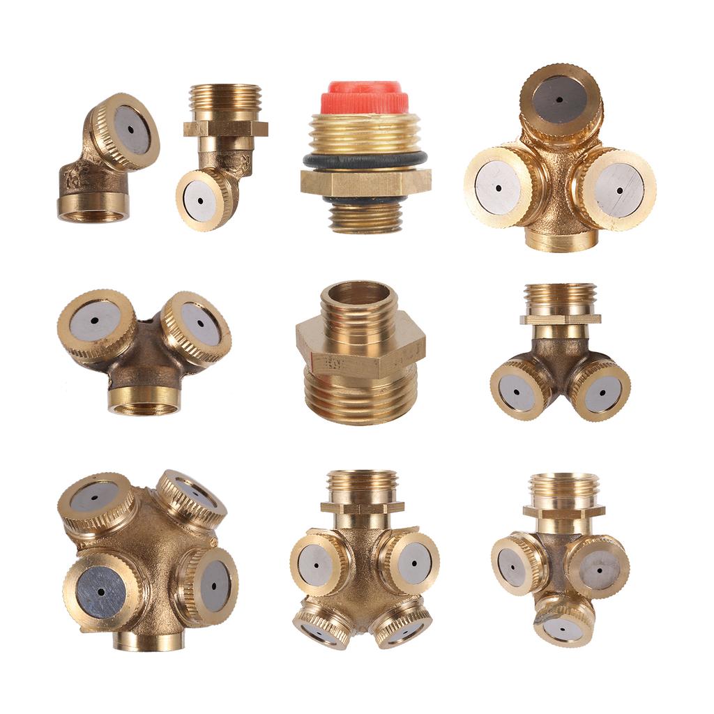 Brass Atomizing Sprayer 1/2/3/4 Nozzle Head Garden Lawn Watering Pesticide Spray Sprinkler Cooling System Agriculture Irrigation