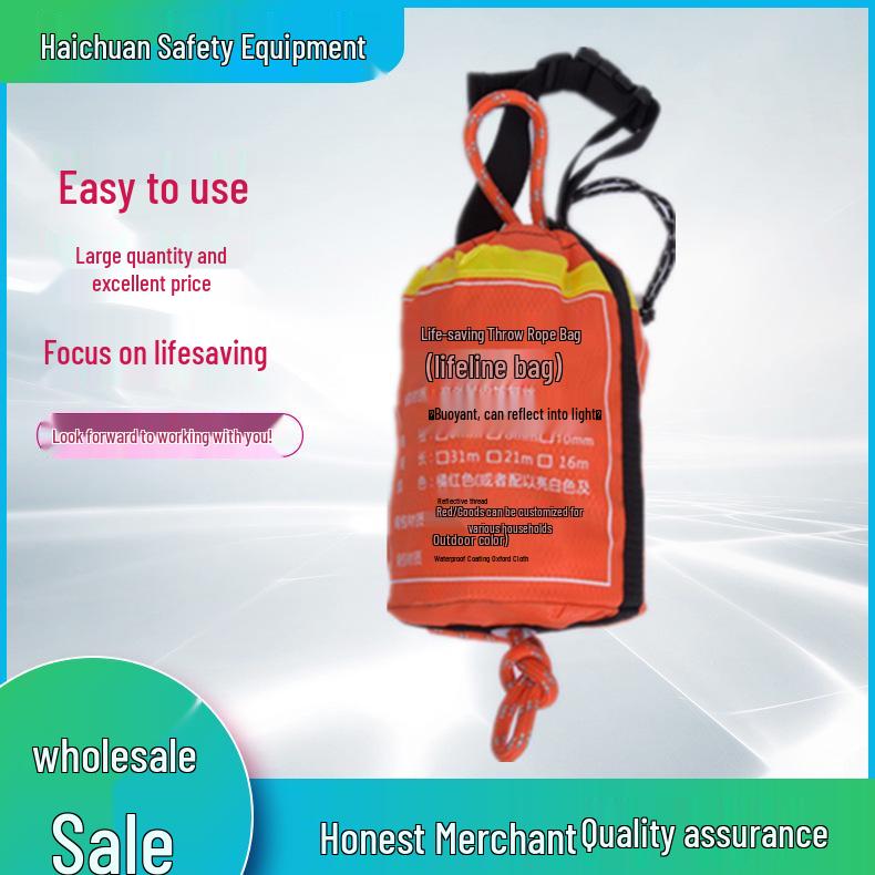 Orange Outdoor Reflective Lifesaving Rope Bag - Floating, Multiple Sizes Available 6mm Rope Thickness, 20m Length