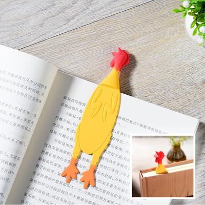 1PC Creative Squashed Rooster 3D Silicone Bookmark Fun Children Reading Book Index Marking Page Number Tool Student Teacher Gift