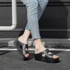 Order A Size Up Women's Slip-On Wedge Sandals Open-Toe Non-Slip Rubber Slippers