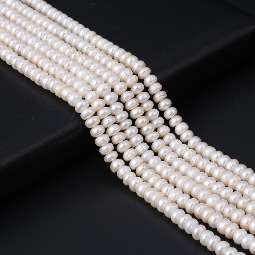 1String, White Natural Freshwater Pearls, Handmade Rondelle Pearl Beads for Jewelry Making DIY Necklaces, Bracelets Crafts (Beads 5-6mm, Length 36cm)