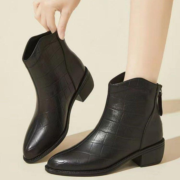 

Женские короткие ботинки с острым носком и толстым каблуком, весенне-осенние одинарные ботинки на мягкой подошве, с мягкой поверхностью из бархата, на среднем каблуке, ботинки Мартин 40