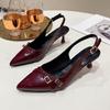 New Style High-heeled Pointed-toe One-strap Slip-on Sandals for Women, Single Shoes