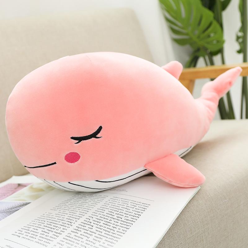 Plush Whale Soft Toy Stuffed Soft Plushie Sea Animals Whale Doll Huggable Ocean Plush Toy Bluepink 304565Cm
