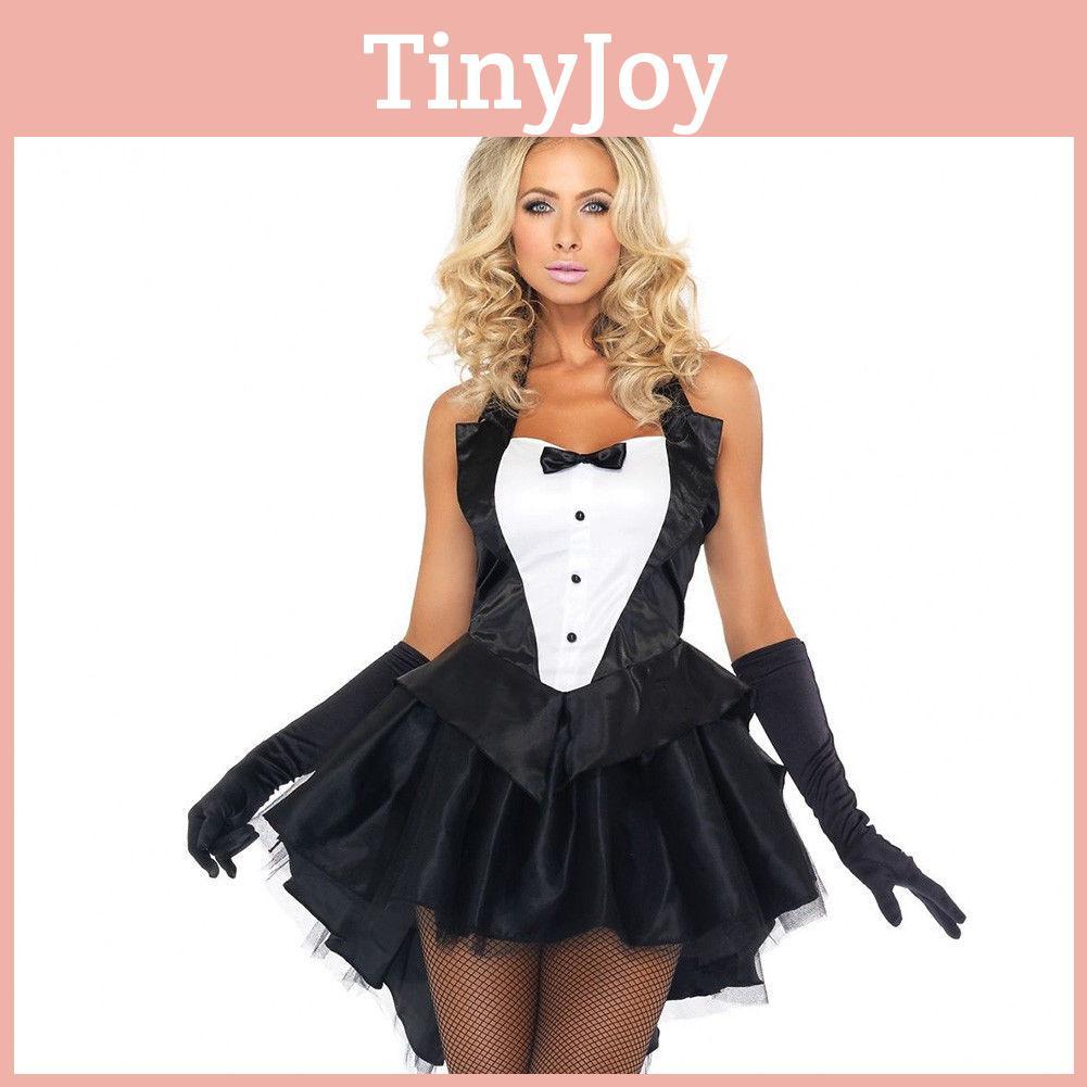Sexy Women's Bunny Rabbit Costume Cosplay Tuxedo Halloween Outfit With Sweety Bow