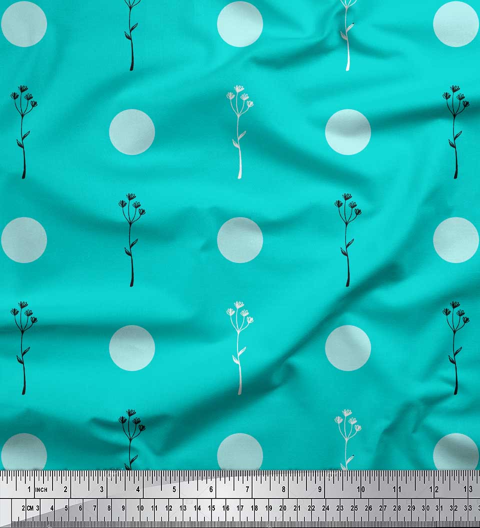 

Soimoi Blue Poly Crepe Fabric Scarlet Hummer Leaves Print Швейна тканина метр 42 дюйма 42 Inch Wide - Poly Crepe зелений