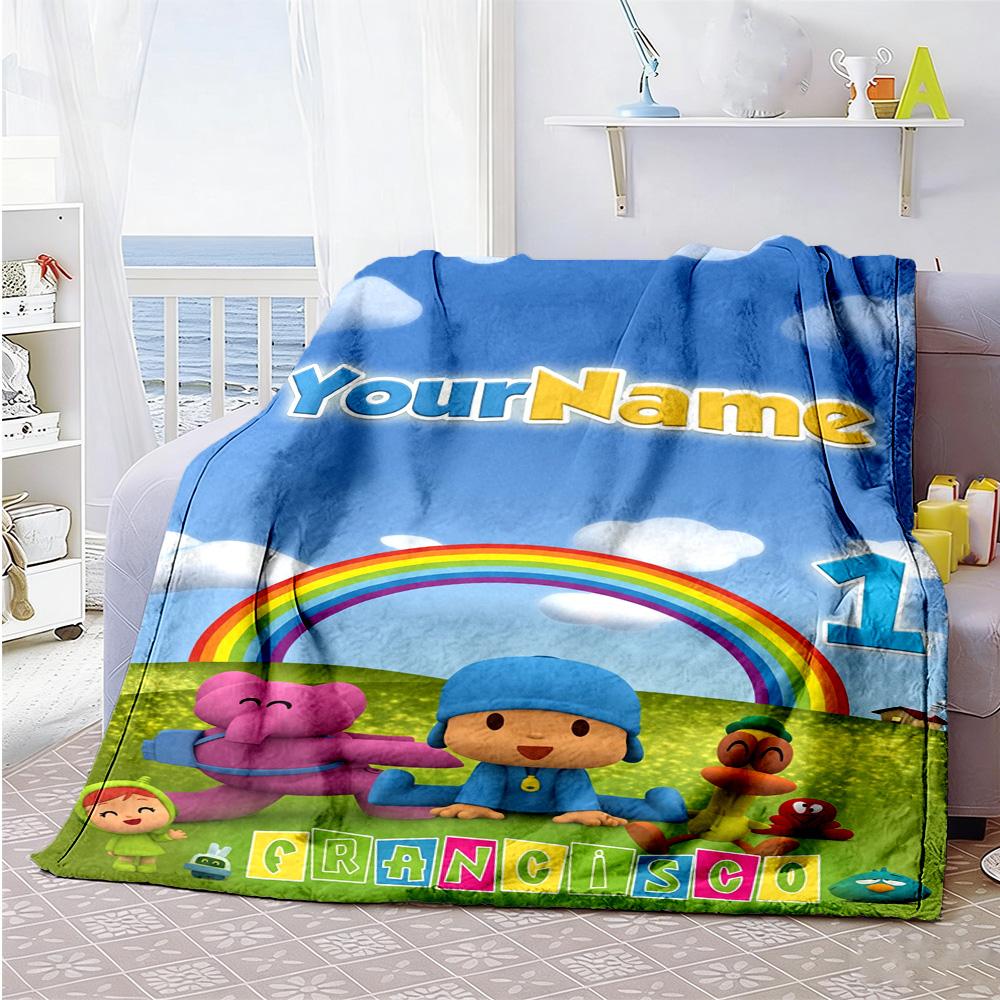 Pocoyo Personalized Name Blanket Multi-purpose Personalized Blanket Ultra-Soft for Chair Home Decor Bed Sofa Ideal for All Seasons