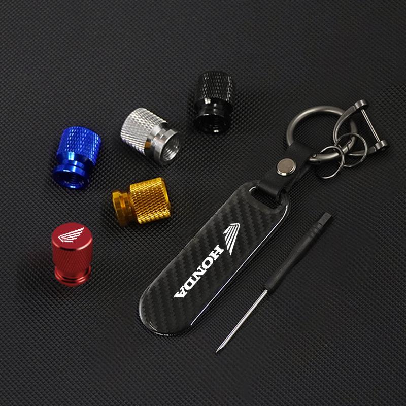 Motorcycle Keychain Keyring Car Tire Valve Cap Tyre Rim Stem Cover For Honda CB400 CB650F CBF CBR250RR CRF SH300 NC750 Accessory