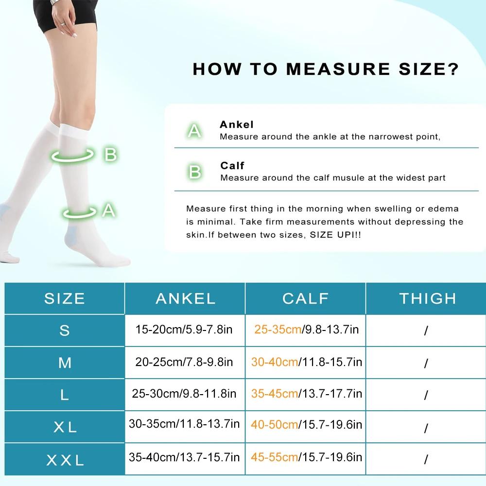 1Pair Anti Embolism Stockings,15-21 Mmhg,Ted Hose White Compression Socks,Knee High Medical Compression Socks For Swelling