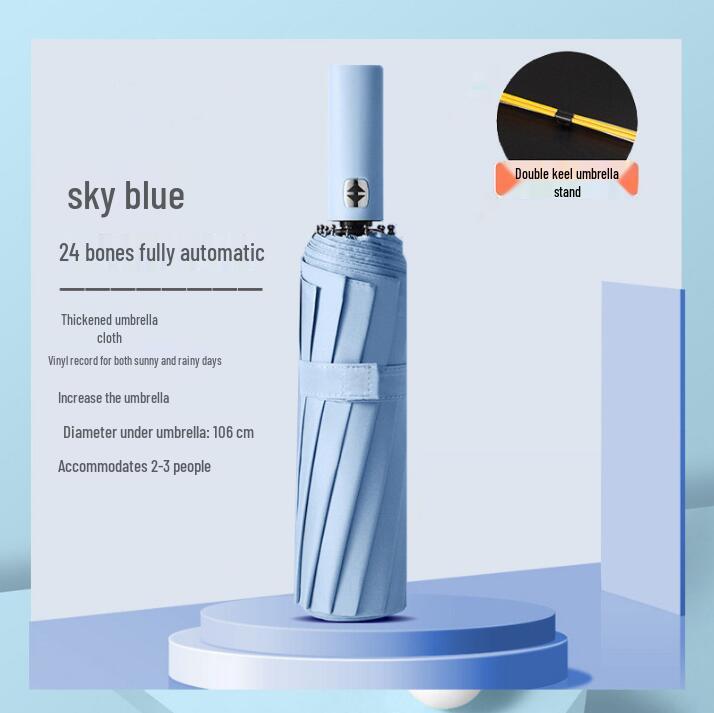 Ultra Durable UV Protection Auto Double-Fold Black Umbrella.