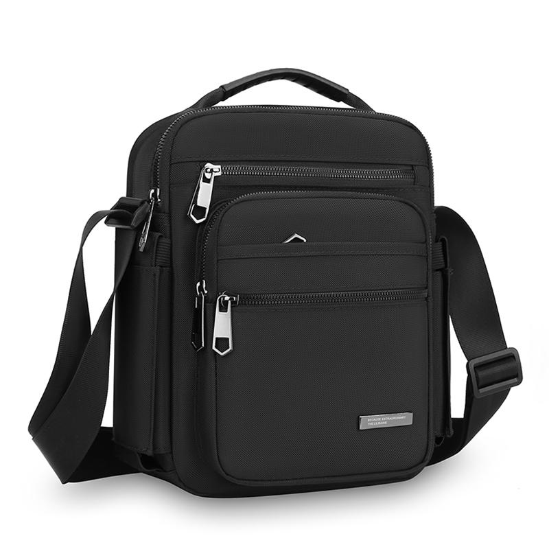 Men Multi-layer Shoulder Bag Fashionable Casual Lightweight Nylon Crossbody Bag for Daily Outing Commuting Small Handbag