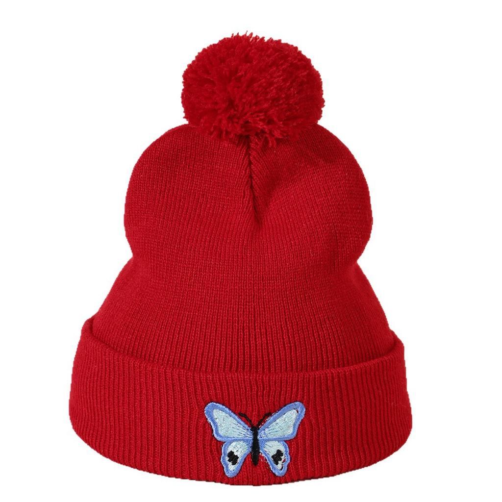 In Herfst En Winter, Gebreide Mutsen Met Vlinderafdruk, Truien En Hotselling Wolmutsen Voor Reizen En Warm Blijven