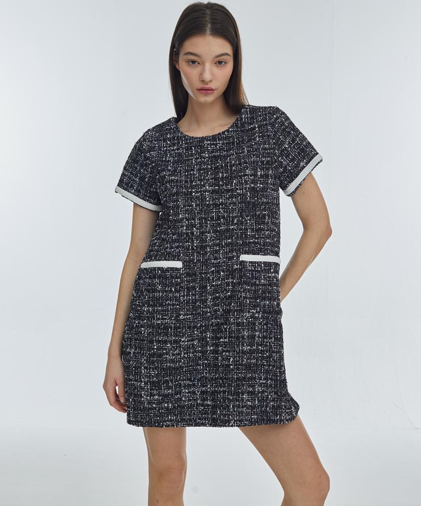 MANAVIS7 Lovely Tweed Dress [Black]
