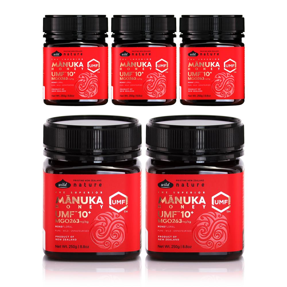 Wild Nature New Zealand Manuka Honey UMF10+ MGO263+ 5 pcs 250g