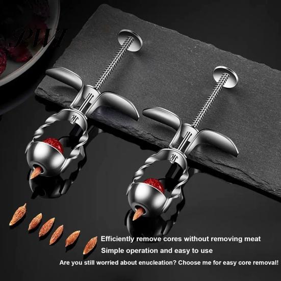 Cherry Pitter Portable Stainless Steel Effortless Olive Pit Red Date Corer Remover Fruit Dates Kitchen Tool Leak Hole
