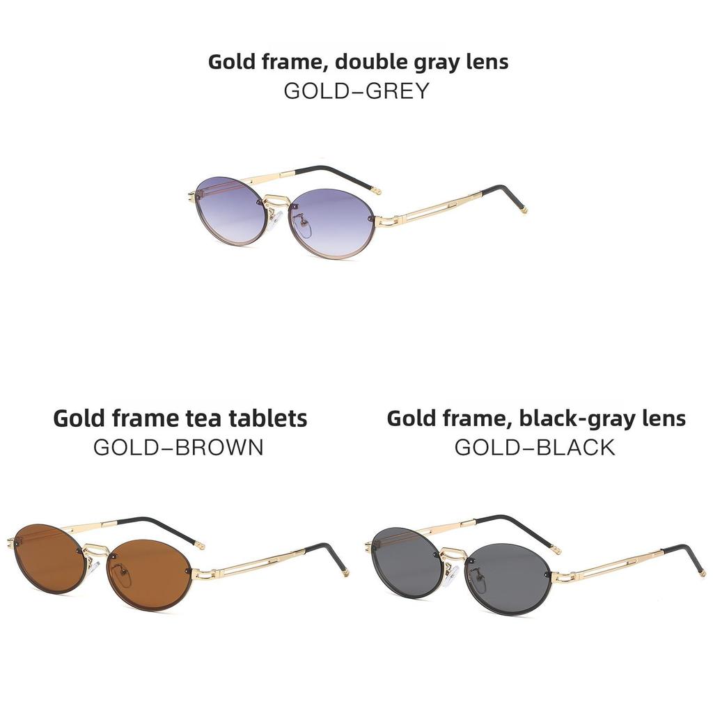 Retro Oval Frame Sunglasses Men Women Uv400 Sun Shield For Outdoor Activities