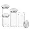 Borosilicate Glass Storage Jar with Steel Lid for Tea and Grains