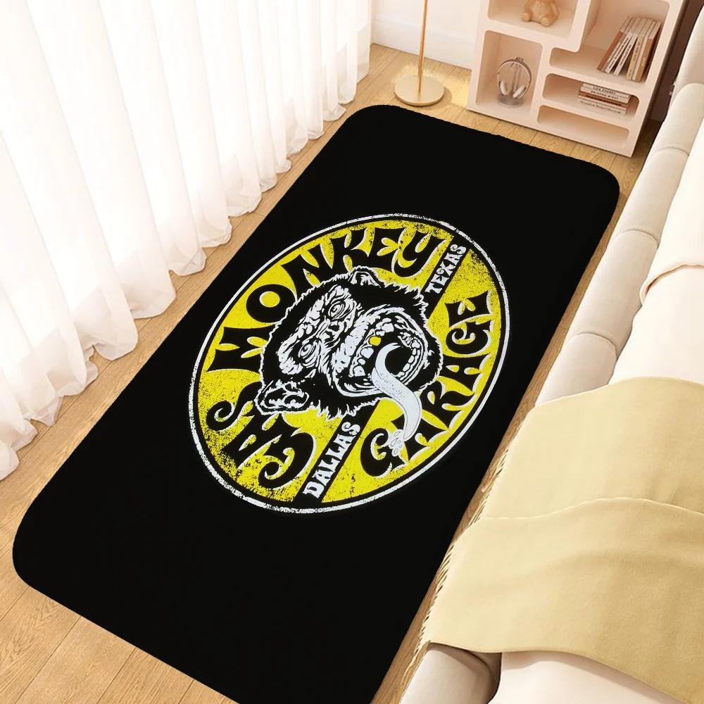 G-Gas Monkey Decor Carpets for Living Room Non-slip Rug Welcome Rugs Home Bedroom Bedside Soft Floor Mat Kitchen Front Doormat